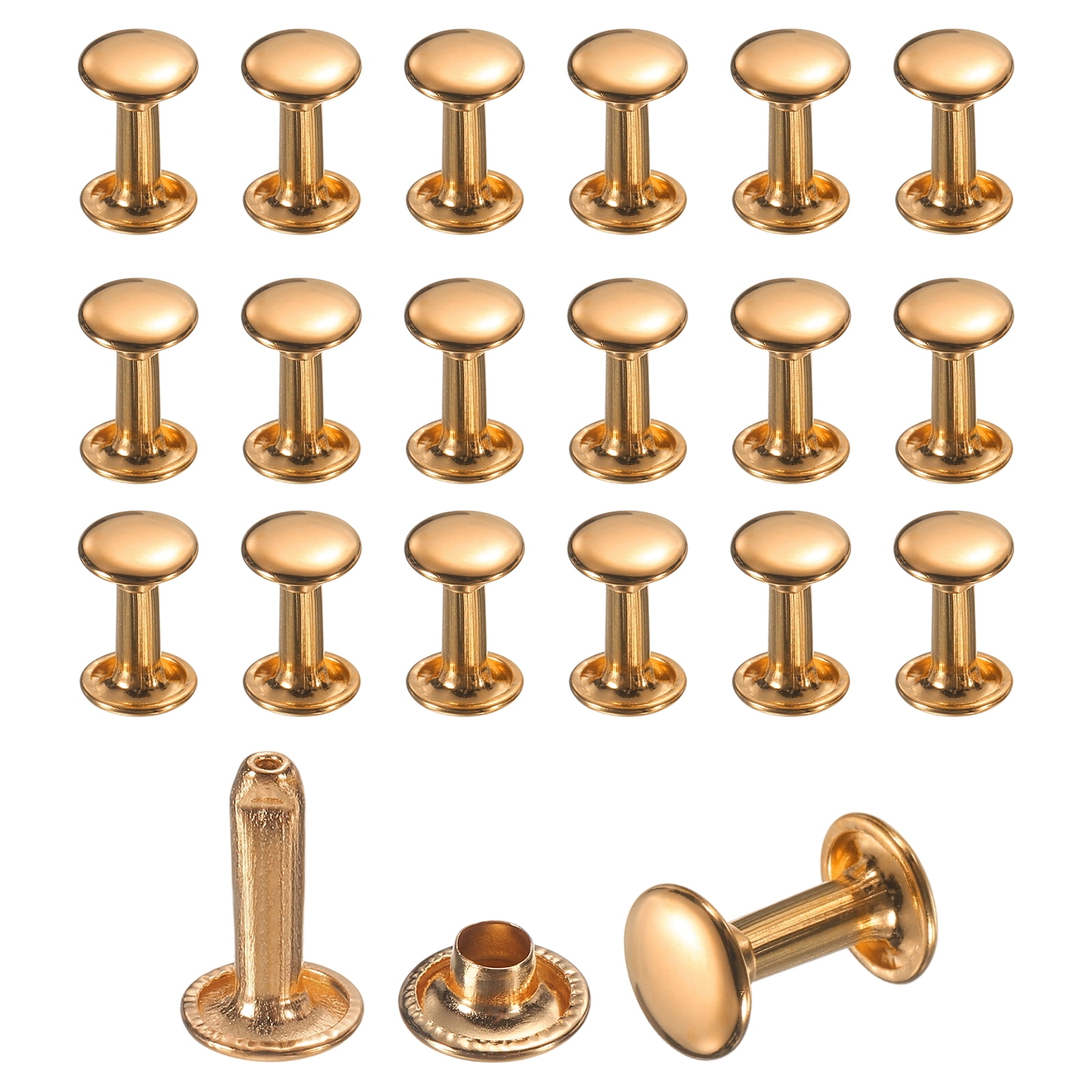 Uxcell 50 Sets Leather Rivets, 8mm Double Cap Rivets, 12mm Height ...