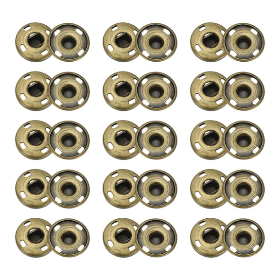 Uxcell 50 Sets Sew-on Snap Buttons, 17 mm Metal Invisible Press Studs Buttons, Brass Sewing Snap Fasteners for Fabric Clothing DIY Crafts (Bronze)
