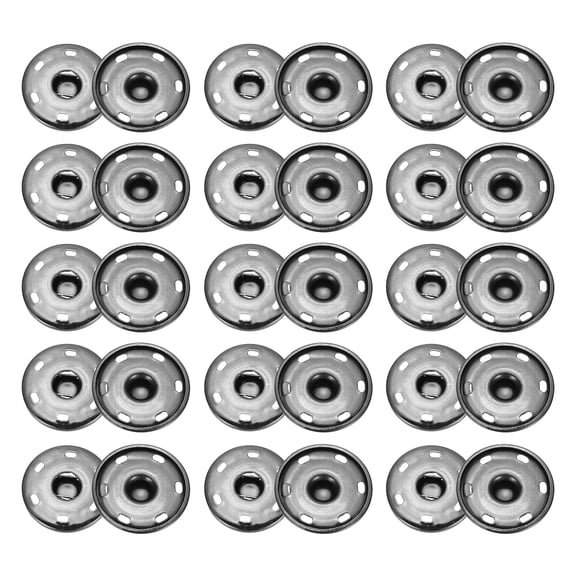 Uxcell 50 Sets Sew-on Snap Buttons, 25 mm Metal Invisible Press Studs Buttons, Brass Sewing Snap Fasteners for Fabric Clothing DIY Crafts (Light Black)