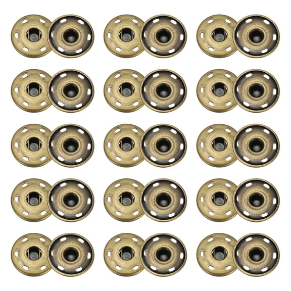 Uxcell 50 Sets Sew-on Snap Buttons, 25 mm Metal Invisible Press Studs Buttons, Brass Sewing Snap Fasteners for Fabric Clothing DIY Crafts (Bronze)