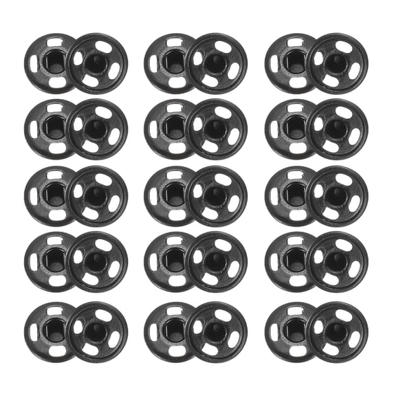 Uxcell 50 Sets Sew-on Snap Buttons, 7.5 mm Metal Invisible Press Studs Buttons, Brass Sewing Snap Fasteners for Fabric Clothing DIY Crafts (Black)