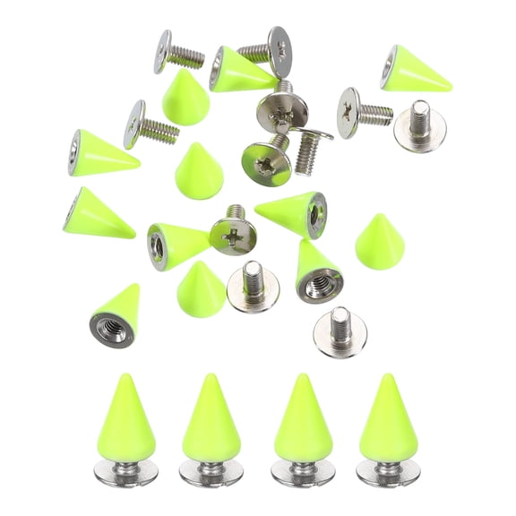 Uxcell 50 Sets Spikes and Studs, 7 x 10mm Cone Spikes Screw Back Studs Rivets, Cone Punk Spikes Rivet for Clothing Belts Bags DIY Leather Crafts, Lime Green