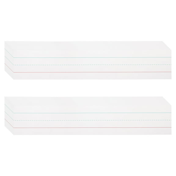 Uxcell 50 Sheets Dry Erase Sentence Strips, 3" x 16" Reusable Cardstock Blue Red Lined Writing Paper for Teachers Classroom Schedule