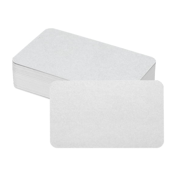 Uxcell 50 Sheets Small Blank Cards, 2.1"x 3.5" Double Sided Thick Cardstock 350gsm Cardstock Rounded Corner Index Card for DIY Thank You Greeting Gift Tags Paper Crafts, Silver