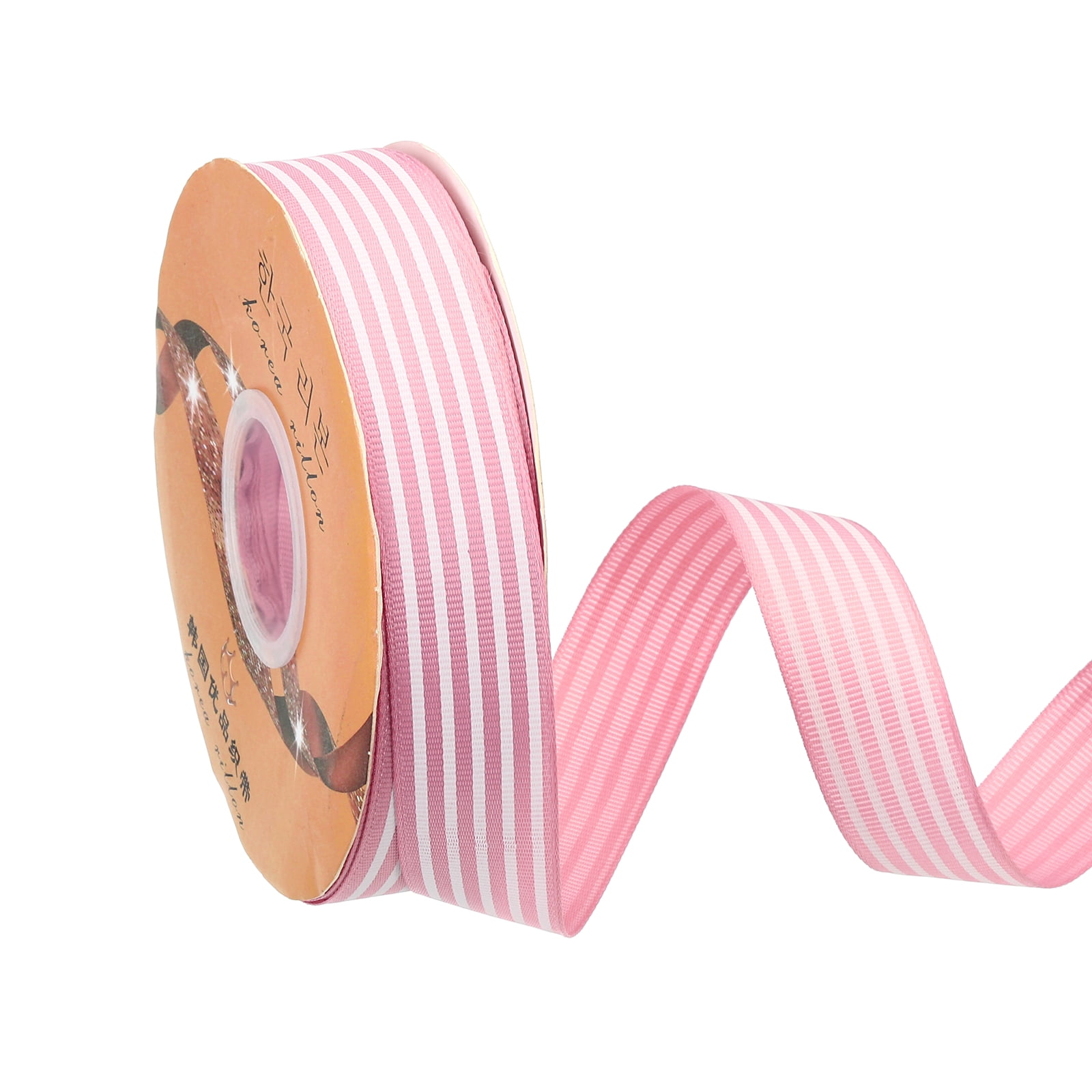 50 Yards Purple & White Striped Christmas Ribbon Roll - Wired Fabric Ribbon For Gift Wrapping & Decor
