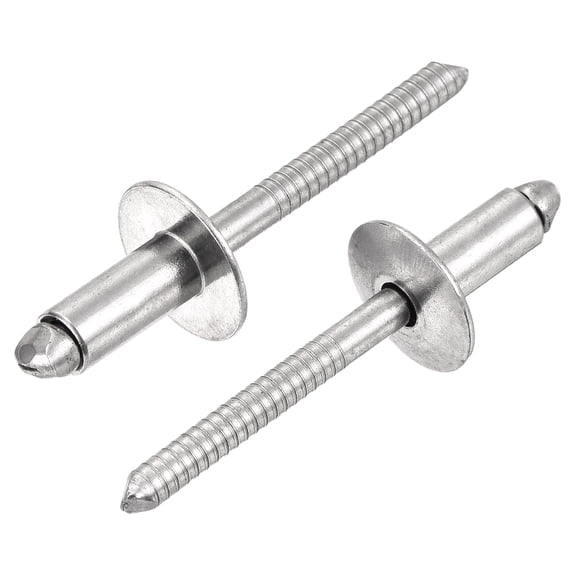 Uxcell 50 pack 1/4"x1/2" 304 Stainless Steel Large Flange Round Head Rivets, Silver