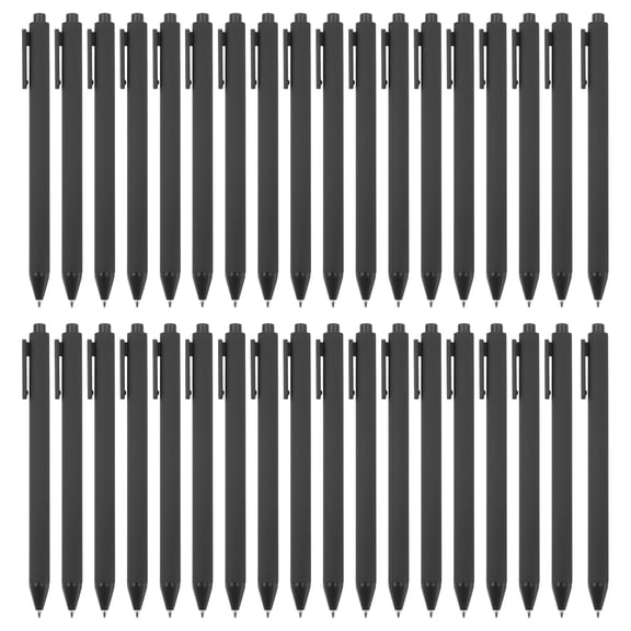 Uxcell 50 pack Barrel Click Pens, 1.0mm Retractable Ballpoint Pens, Medium Point Smooth Writing Pens Office Supplies, Black Pen Barrel