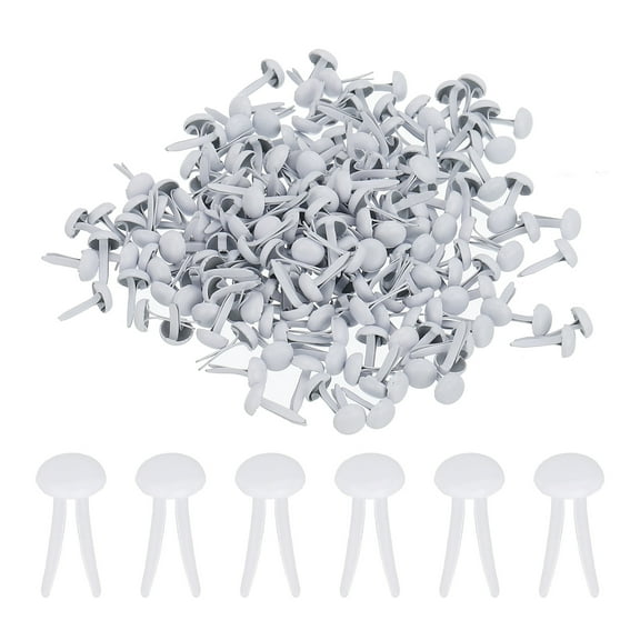 Uxcell 500 PCS Paper Brass Fasteners Split Pins Pastel Mini Metal Brads, White, 4.5 x 8 mm