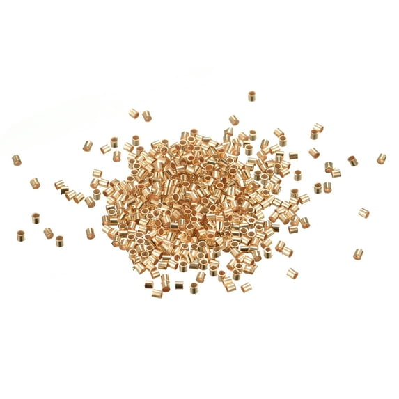 Uxcell 500 Pack 1.5x1.5mm Crimp Tube Beads Making Crimp End Spacer Bead, Champagne
