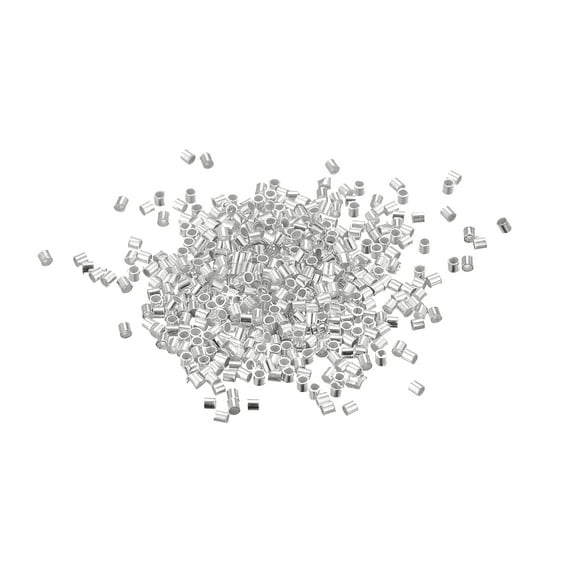 Uxcell 500 Pack 1.5x1.5mm Crimp Tube Beads Making Crimp End Spacer Bead, Silver Tone