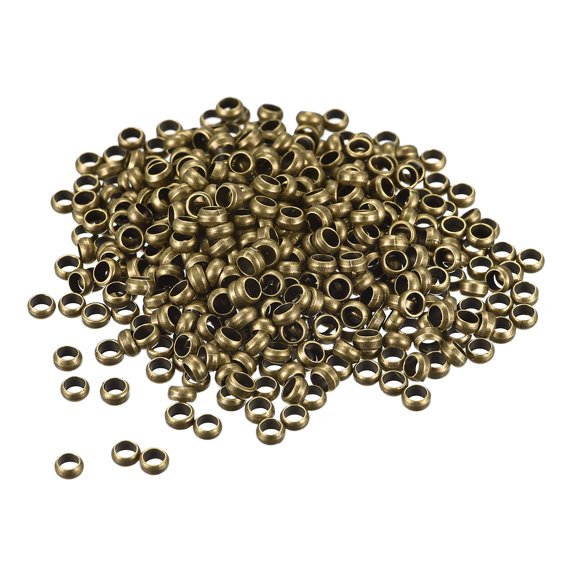 Uxcell 500 Pack 4mm Round Crimp Beads Making Crimp End Spacer Bead, Bronze
