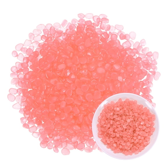 Uxcell 500-Pack Glow in the Dark Rocks, 0.31"-0.47" Resin Outdoor Garden Decorations Luminous Pebbles Stones for Garden Plants/Aquarium/Backyard Path, Aquarium Gravel [Orange Red]