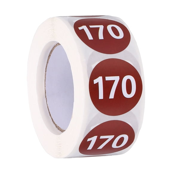 Uxcell 500 Pcs 1 Roll Clothing Size Stickers 170, Size Labels, Reddish brown