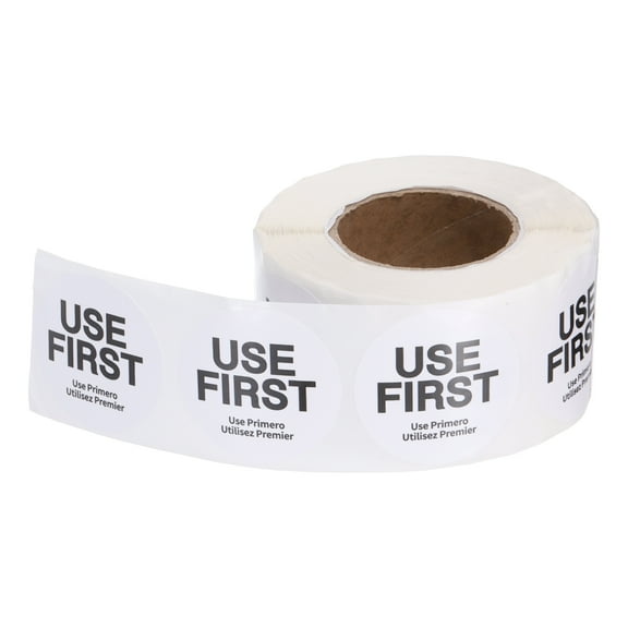 Uxcell 500 Pcs Adhesive USE FIRST Label Stickers, 1.5 inch Circle Stickers Use First Stickers Inventory Control Labels for Food Service Kitchen Restaurants Retail Storage, White