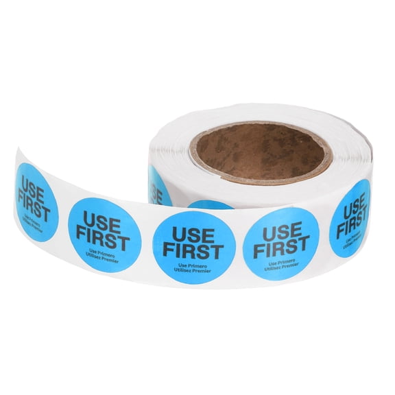 Uxcell 500 Pcs Adhesive USE FIRST Label Stickers, 1 inch Circle Stickers Use First Stickers Inventory Control Labels for Food Service Kitchen Restaurants Retail Storage, Blue