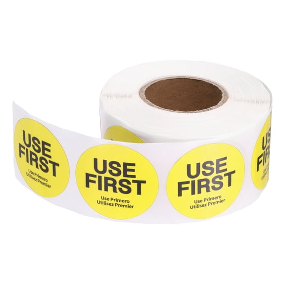 Uxcell 500 Pcs Adhesive USE FIRST Label Stickers, 2 inch Circle Stickers Use First Stickers Inventory Control Labels for Food Service Kitchen Restaurants Retail Storage, Yellow