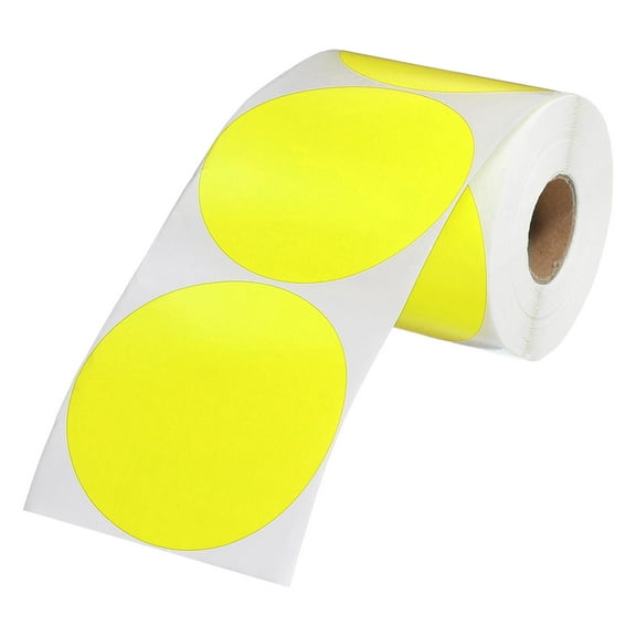 Uxcell 500 Pcs Colored Dot Stickers, 4 Inch Circle Stickers Self Adhesive Large Circle Labels Tags Coding Labels Blank Round for Labeling Office Business Yard Sale Garage Sale Home, Yellow