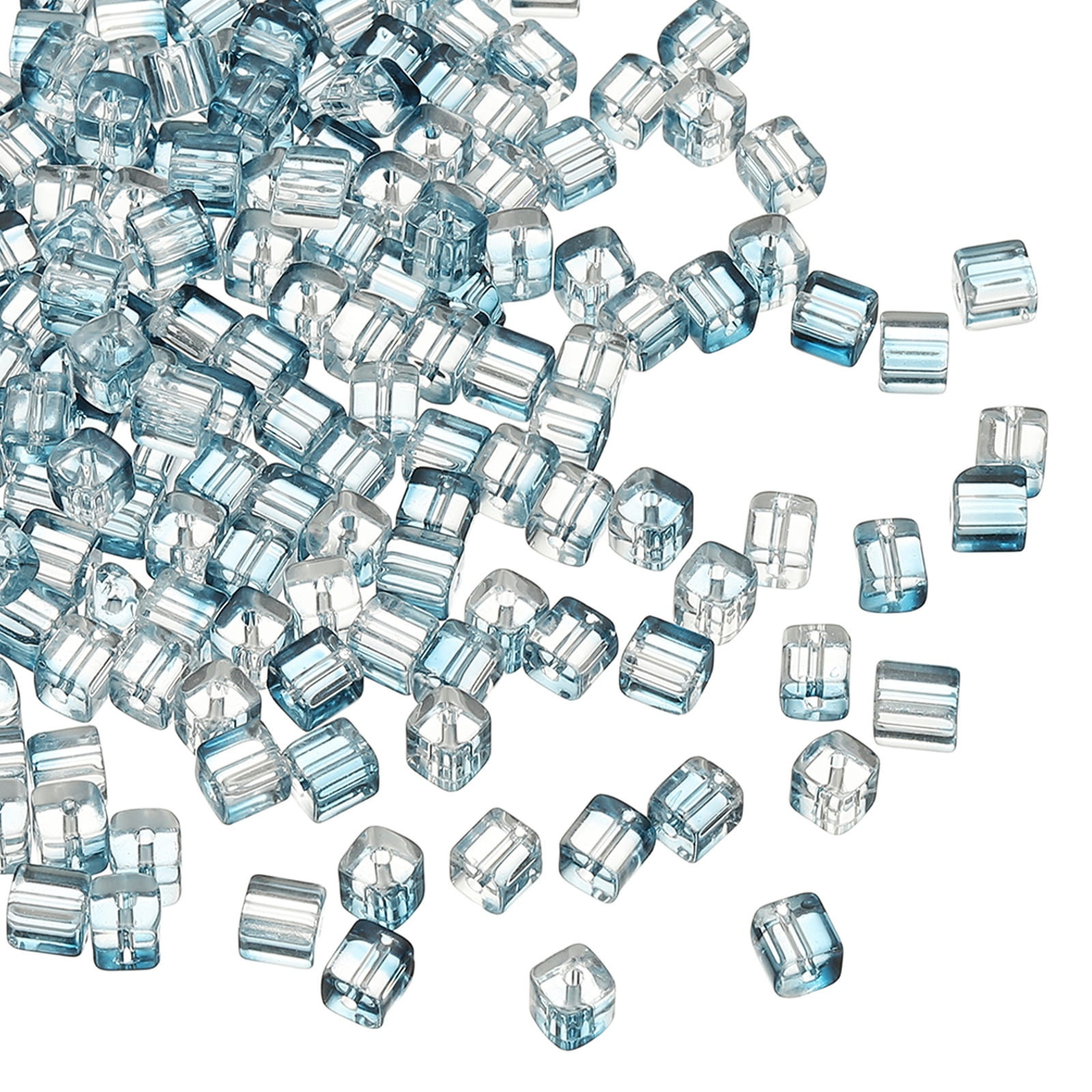 Uxcell 500 Pcs Crystal Cube Beads, 7mm Clear Glass Faceted Square Spacer Beads Craft Making Supplies for Jewelry DIY Bracelet Earring Necklace, Pure Blue