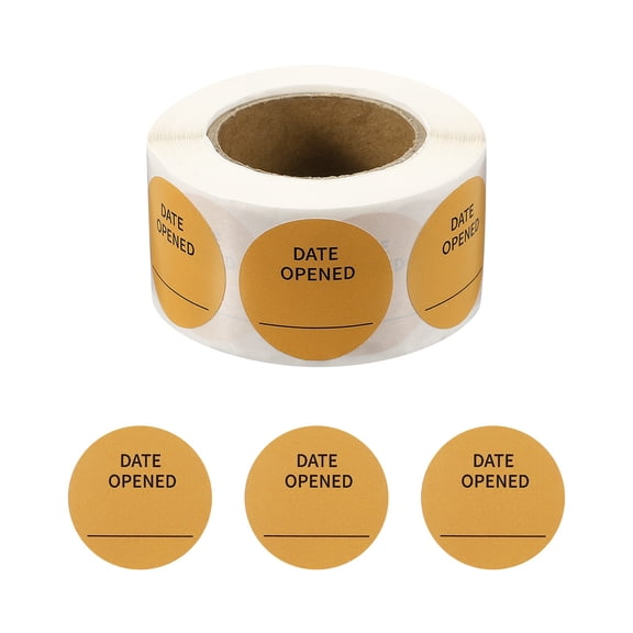 Uxcell 500 Pcs DATE Opened Stickers Roll, 1.25 Inch Food Storage Labels Removable Freezer Labels Adhesive Food Labels for Inventory Organized Kitchen Containers, Orange and Black