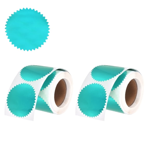 Uxcell 500 Pcs Embossing Stickers, 2' Serrated Edge Foil Seal Stickers Blank Self Adhesive Sealing Labels for Packaging, Certificates, Envelopes, Package, Book, Invitation, Green