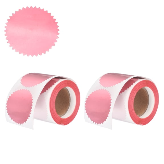 Uxcell 500 Pcs Embossing Stickers, 2' Serrated Edge Foil Seal Stickers Blank Self Adhesive Sealing Labels for Packaging, Certificates, Envelopes, Package, Book, Invitation, Pink