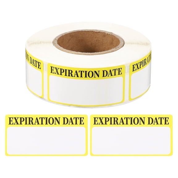 Uxcell 500 Pcs Expired Date Label Stickers Roll, 2 x 1 Inch Removable Inventory Labels Adhesive Food Sticker Roll for Marking Organizing Inventory and Food Container, Yellow and Black