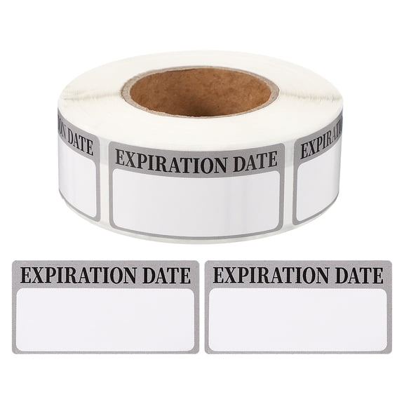 Uxcell 500 Pcs Expired Date Label Stickers Roll, 2 x 1 Inch Removable Inventory Labels Adhesive Food Sticker Roll for Marking Organizing Inventory and Food Container, Gray and Black