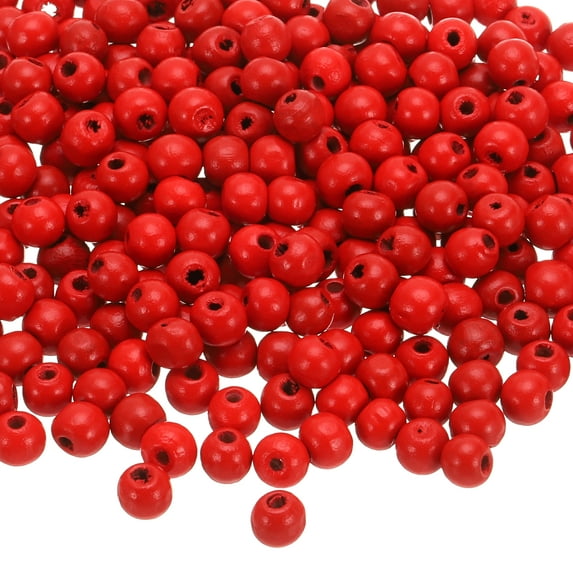 Uxcell 500 Pcs Natural Wooden Beads for Crafts Jewelry, Red (8 x 7mm, 3mm Hole)