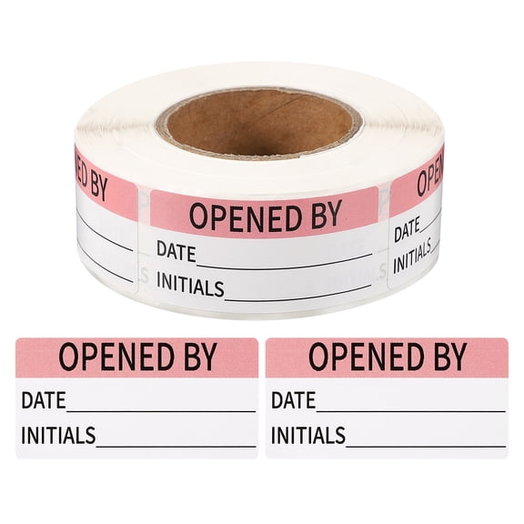 Uxcell 500Pcs Opened by Label Stickers Roll 2x1" Removable Adhesive Food Sticker Roll for Food Container Pink and Black