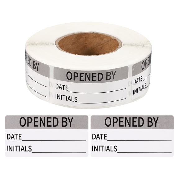 Uxcell 500Pcs Opened by Label Stickers Roll 2x1" Removable Adhesive Food Sticker Roll for Food Container Gray and Black