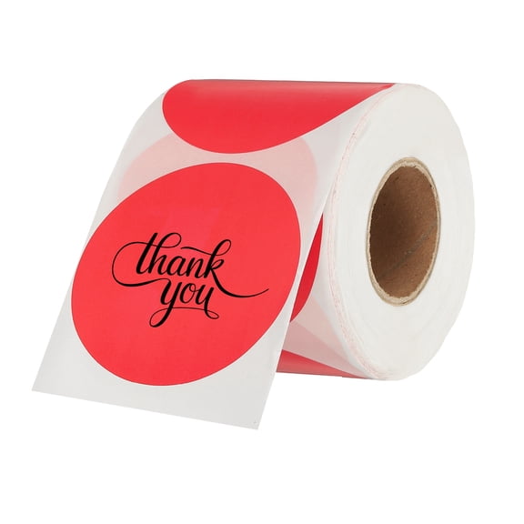 Uxcell 500Pcs Round Thermal Labels 2.8" Circle Colored Stickers Self Adhesive Tags for Office Diary Notebook Red
