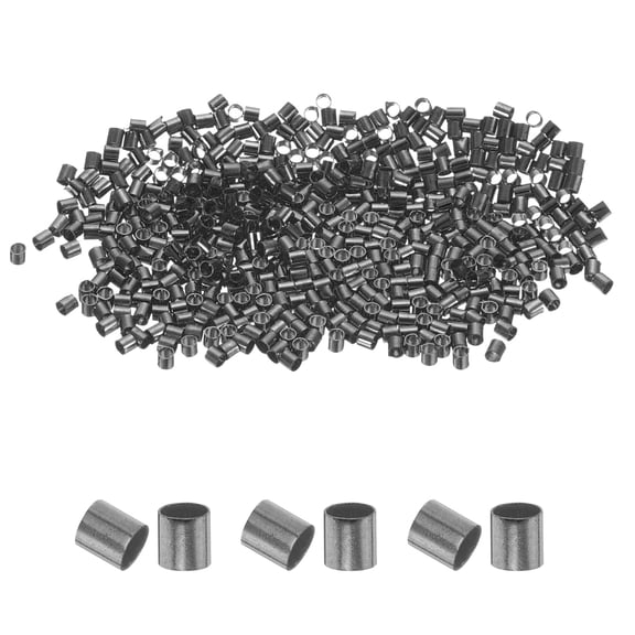 Uxcell 500 Pcs Tube Crimp Beads, 1.5x1.5mm Copper Crimp Beads End Stopper Beads Tiny Loose Spacer Beads for Earrings Necklaces Bracelets Pendant DIY Crafts, Black