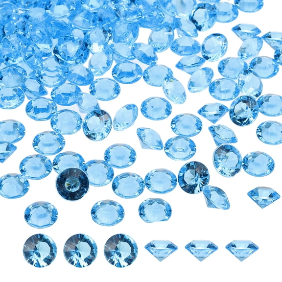 Uxcell 500 Pcs Wedding Table Scatter Confetti Fake Crystals, Acrylic Diamonds Rhinestones Vase Fillers Gems for Crafts, Table Centerpiece Decor, Bridal Shower Party (Light Blue, 12mm)