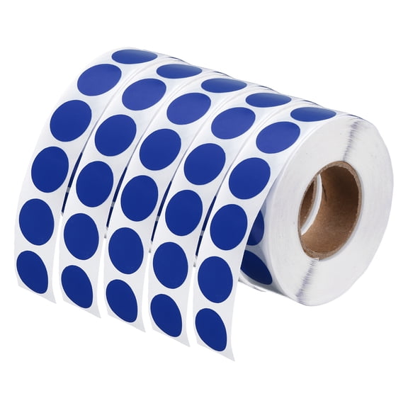 Uxcell 5000 Pcs Colored Dots Stickers, 1/2" Adhesive Round Color Coding Labels Sticky Polka Circle Price Sticker for Office Classroom Papers Shop, Dark Blue (1000 Pcs Per Roll, 5 Rolls)