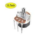 thumbnail image 1 of Uxcell 500K Ohm Potentiometer with Switch Variable Resistors Single Turn Rotary Taper Metal Silver Tone 10pcs, 1 of 5