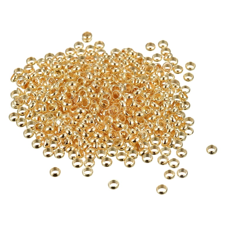 Uxcell 500Pack 4mm Round Crimp Beads Jewelry Making Crimp End Spacer Bead, Champagne, Size: 4 mm, Beige