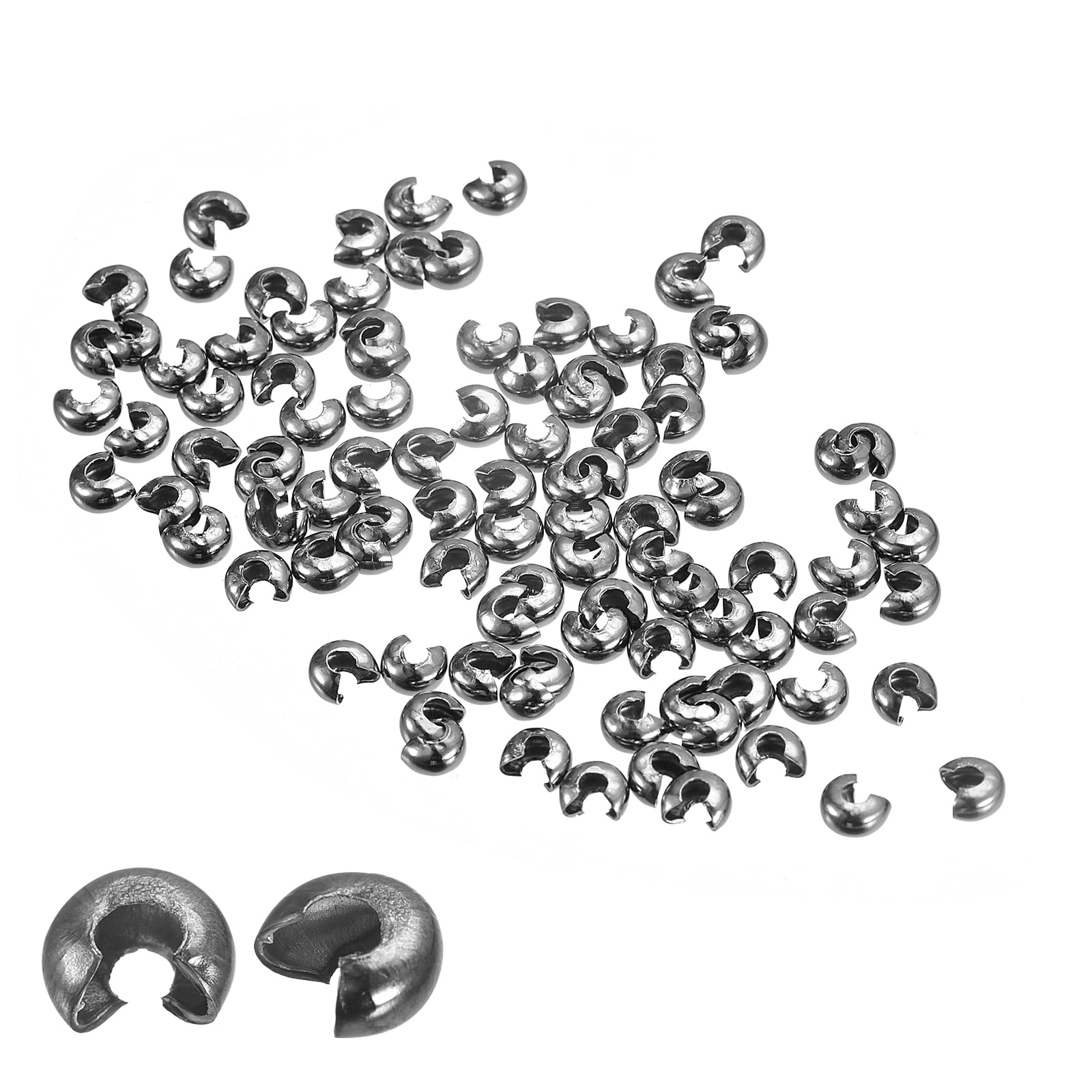 Uxcell 500Pack 4mm Round Crimp Beads Jewelry Making Crimp End Spacer Bead,  Champagne 