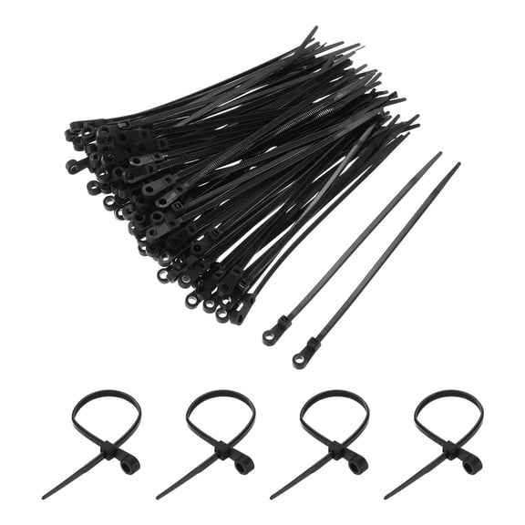 Uxcell 500Pcs 6 Inch 40 Lbs Mount Head Cable Zip Ties Self-Locking Nylon Cable Tie Wraps for Cord Management, Black