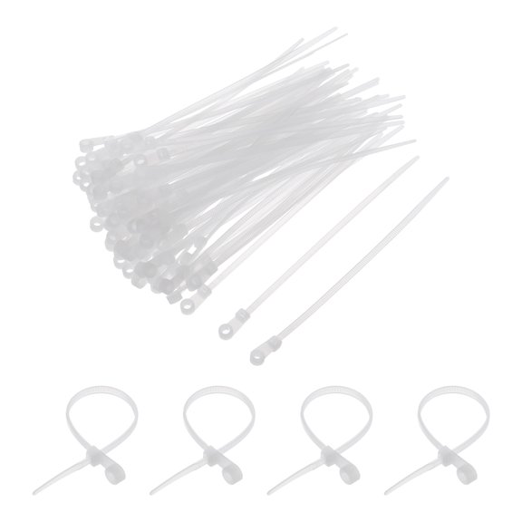 Uxcell 500Pcs 6 Inch 40 Lbs Mount Head Cable Zip Ties Self-Locking Nylon Cable Tie Wraps for Cord Management, White