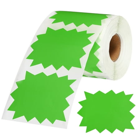 Uxcell 500Pcs Burst Labels, 4 x 3" Star Signs Burst Fluorescent Neon Signs Price Tags Stickers Self-Adhesive Large Sale Sticker for Retail Store Market Business Garage Sale, Green