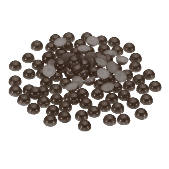 Uxcell 500Pcs Flatback Pearls Beads for Crafting, 10mm Half Round Resin Beads Flatback Pearls for Nail Charms, Coffee