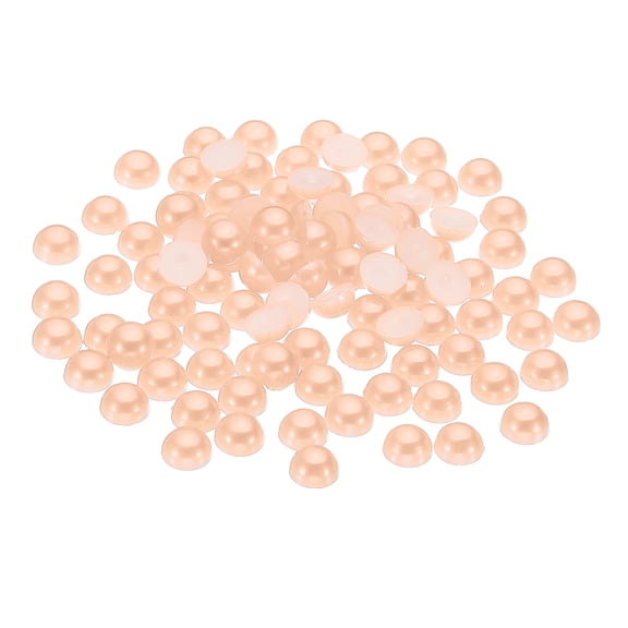 Uxcell 500Pcs Flatback Pearls Beads for Crafting, 10mm Half Round Resin Beads Flatback Pearls for Nail Charms, Orange