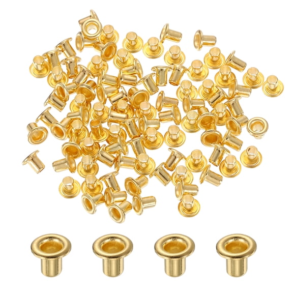 Uxcell 500Pcs Gold Grommets Eyelets 3/32" (2mm) Brass Grommet Kit, Small Grommets Eyelets Kit for Leather Belts Shoes Clothes Bead Cores Canvas Fabric Repair DIY Supplies Accessories