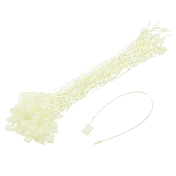 Uxcell 500Pcs Nylon Hang Tag String 6.7Inch Snap Lock Pins Loop Price Tag Fastener Plastic Tags Cream