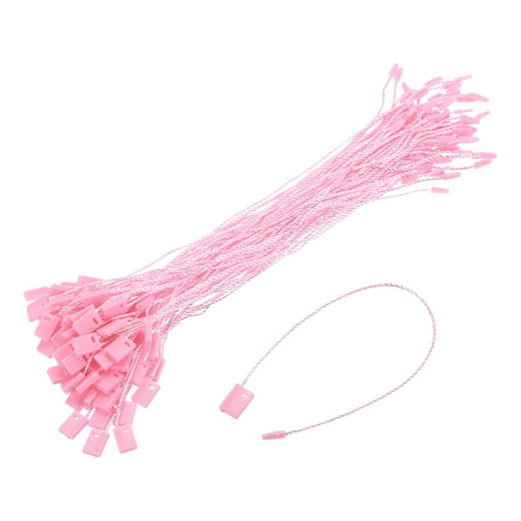 Uxcell 500Pcs Nylon Hang Tag String 6.7Inch Snap Lock Pins Loop Price Tag Fastener Plastic Tags Pink