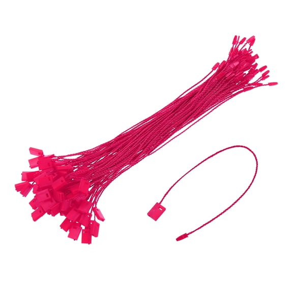 Uxcell 500Pcs Nylon Hang Tag String 6.7Inch Snap Lock Pins Loop Price Tag Fastener Plastic Tags Rose Red