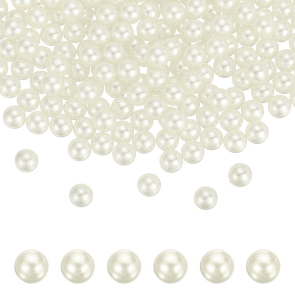 Uxcell 500Pcs Pearls No Holes, 8mm ABS Round Faux Pearl Beads Vase Fillers for Crafting DIY Jewelry Making Filling Home Party Decorations Wedding Centerpieces, Beige