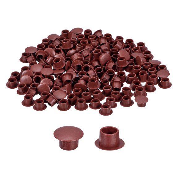 Uxcell 500Pcs Screw Hole Plugs, 5/16"Dia Button Plugs Snap in Locking Hole Covers Flush Type Caps, Red Brown