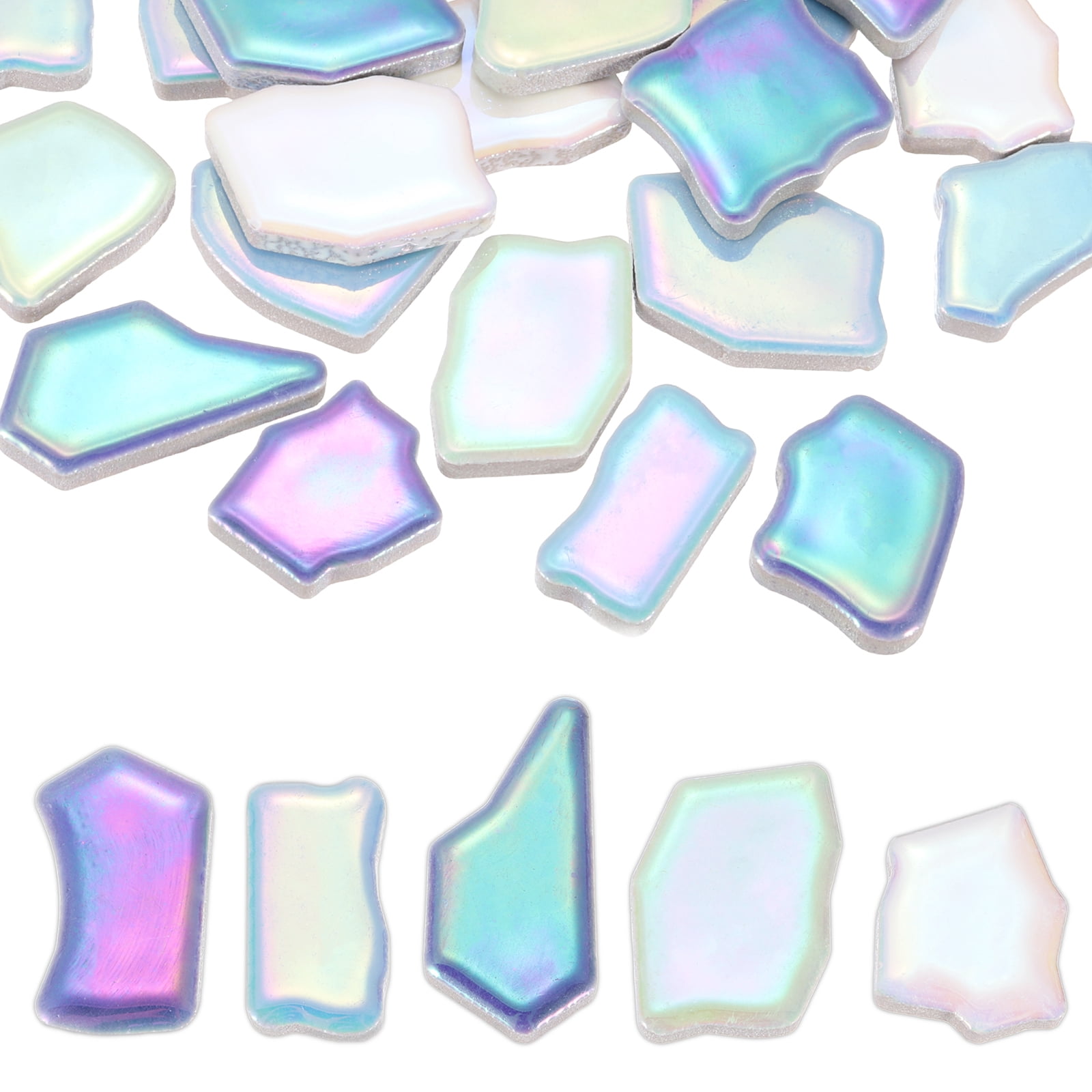 Uxcell 500g/1.1LB Irregular Ceramics Mosaic Tiles, 0.79"-1.57" Mosaic Stained Tile Broken Porcelain Pieces Stones Bulk for DIY Craft Making Vases Home Decoration, Shiny Mixed Colors
