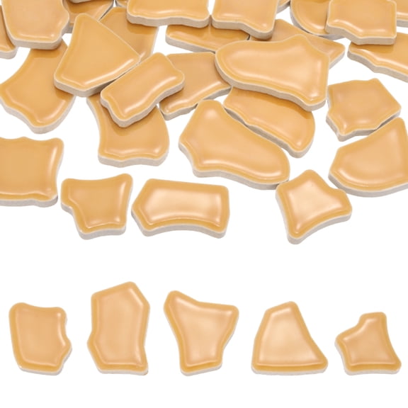 Uxcell 500g/1.1LB Irregular Ceramics Mosaic Tiles, 0.79"-1.57" Mosaic Stained Tile Broken Porcelain Pieces Stones Bulk for DIY Craft Making Vases Home Decoration, Light Brown